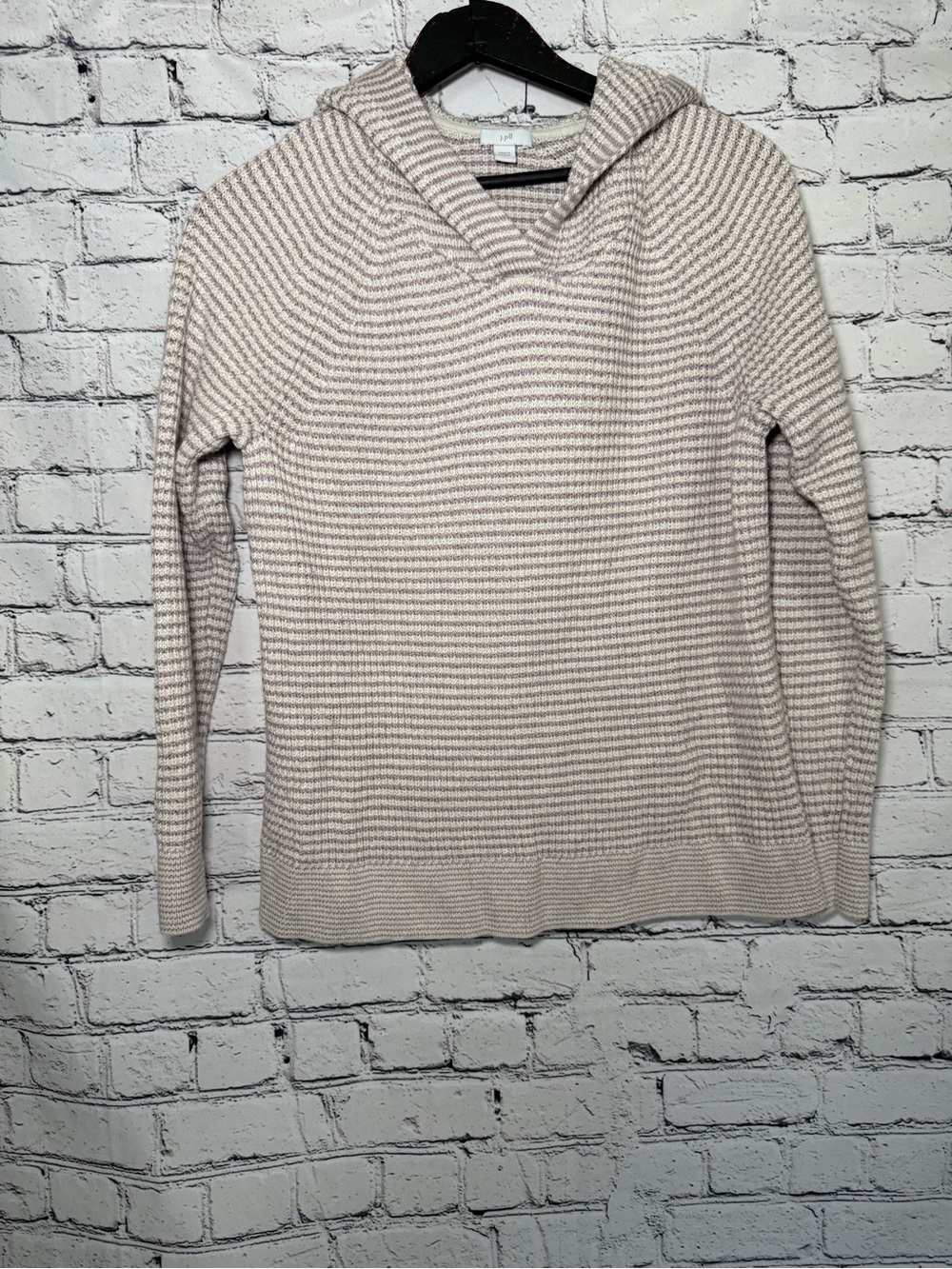 J. Jill. Purple stripe hoodies sweater. Size S